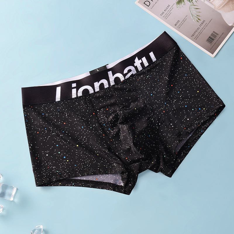 Men's Ice Silk Printed Boxer Briefs – Quick-Dry Breathable Mid-Waist 4 Designs