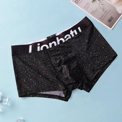 Men's Ice Silk Printed Boxer Briefs – Quick-Dry Breathable Mid-Waist 4 Designs