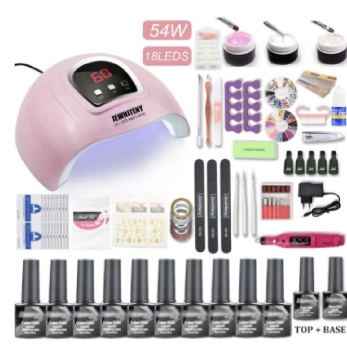 80W UV/LED Nail Lamp Gel Polish Kit – 20-Piece Set