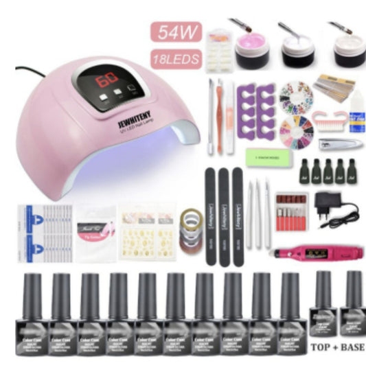 80W UV/LED Nail Lamp Gel Polish Kit – 20-Piece Set