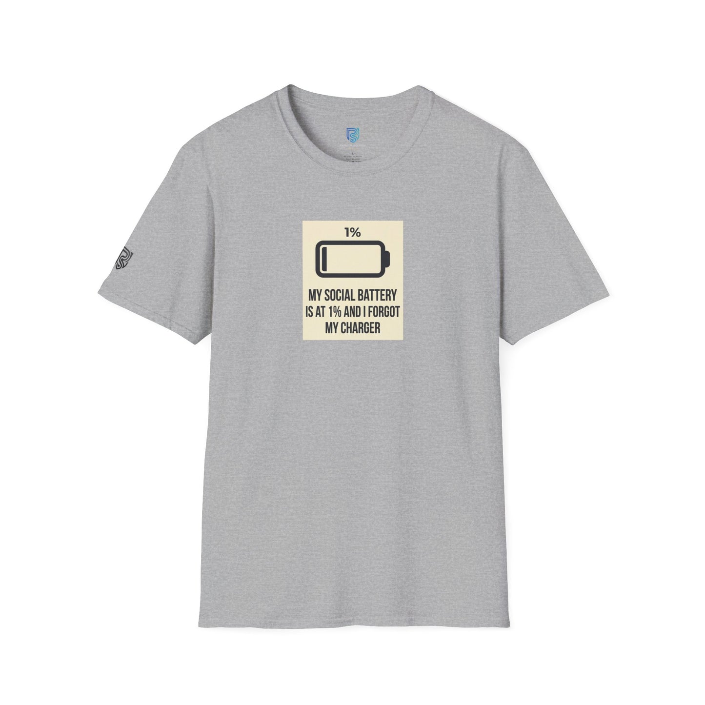 "My Social Battery Is At 1%" Low Battery Graphic Tee
