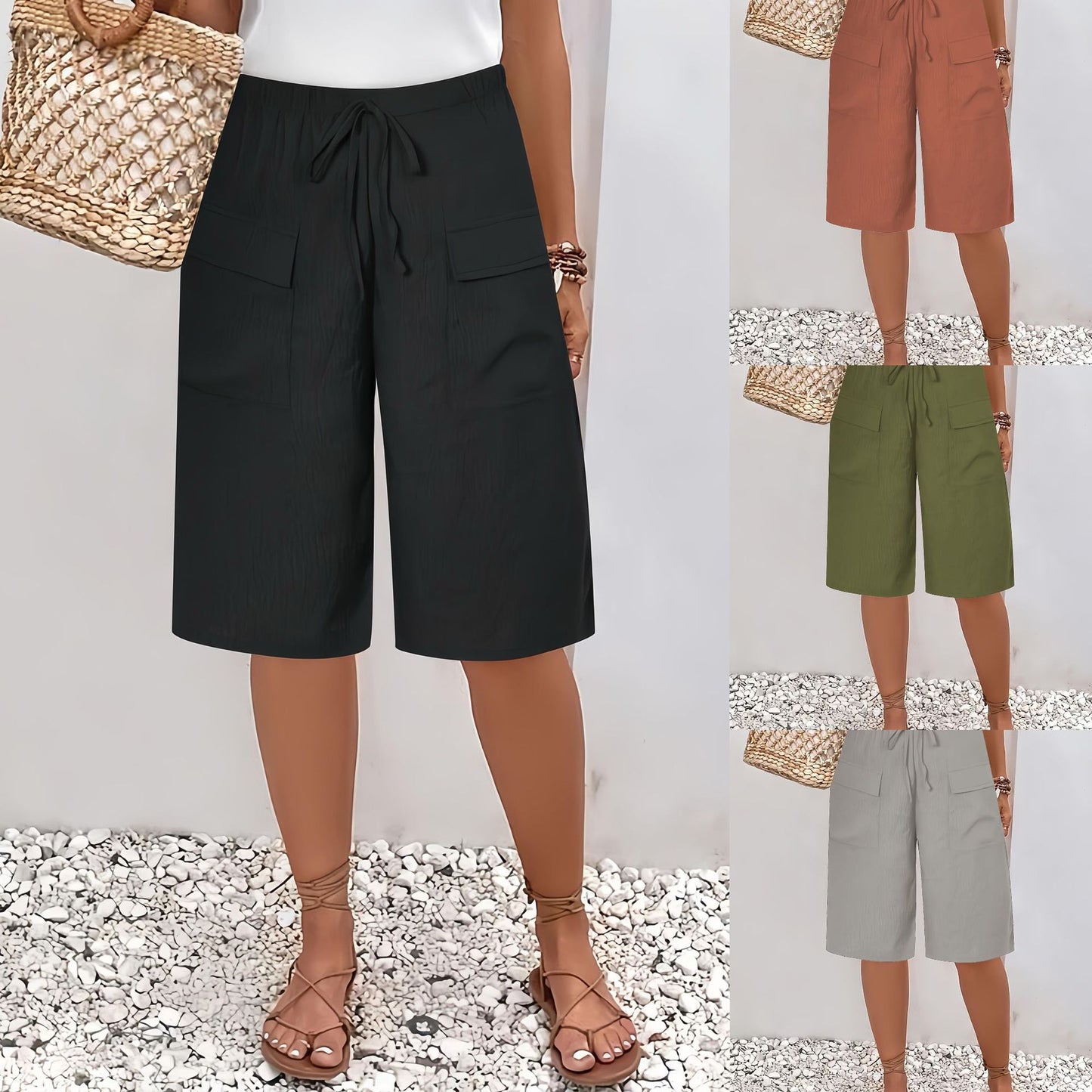 Women's Pocket Cropped Casual Shorts