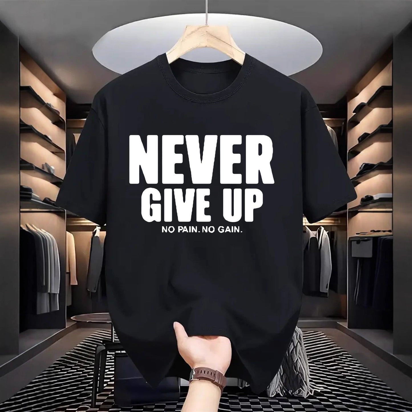 Men's Letter Print Crew-Neck T-Shirt - Short Sleeve Cotton Top 3 Colours