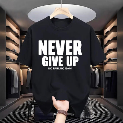 Men's Letter Print Crew-Neck T-Shirt - Short Sleeve Cotton Top 3 Colours