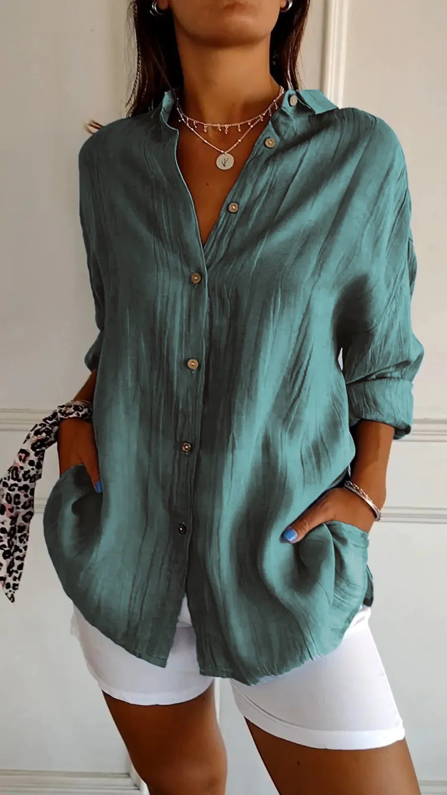 Women's Loose Fit Long Sleeve Cardigan Shirt | 13 Colours | XS–5XL