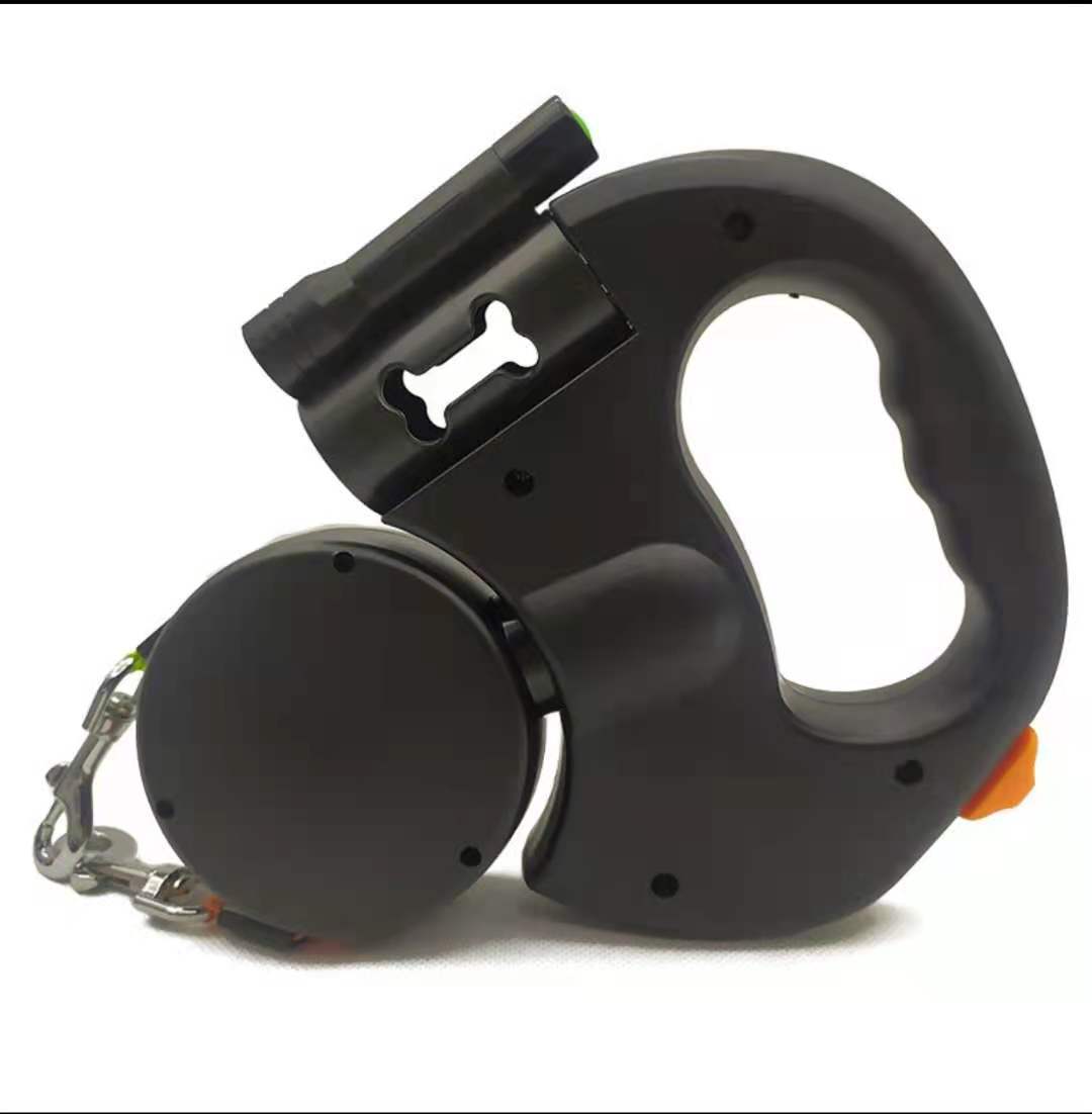 Dual Retractable Dog Lead | 3m Two-Dog Leash with Torch & Poop Bag Holder