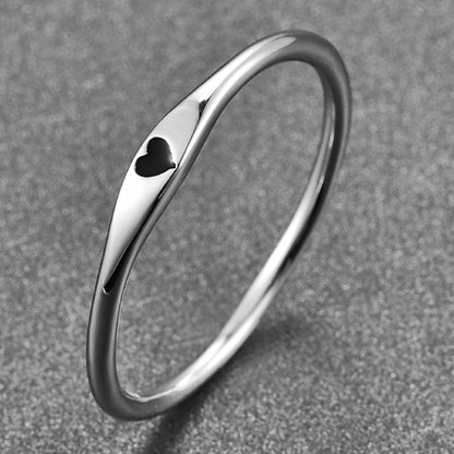 925 Sterling Silver Heart Ring | Minimalist Heart Band Ring for Women