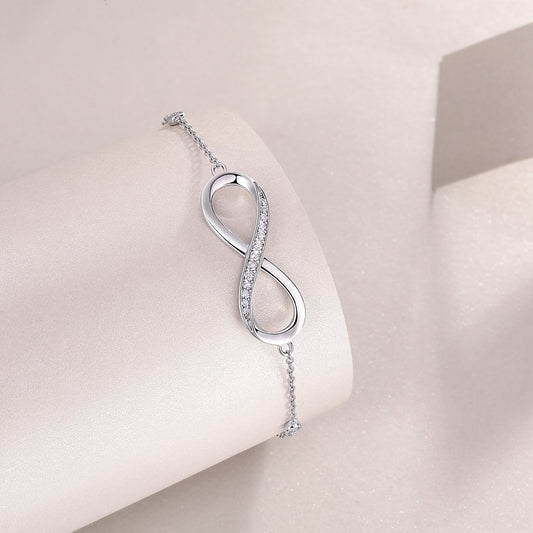 Moissanite Infinity Bracelet | 925 Sterling Silver Platinum-Plated | GRA Certified
