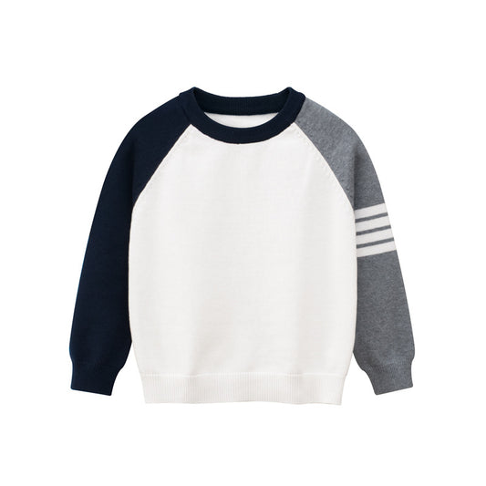 Boys Cotton Colour Block Pullover Sweatshirt