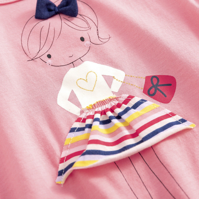 Baby & Girls Cartoon Print Short Sleeve T-Shirt – Summer Top