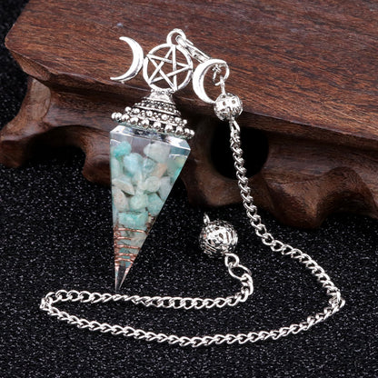 Hexagonal Pyramid Crystal Gemstone Pendant Necklace