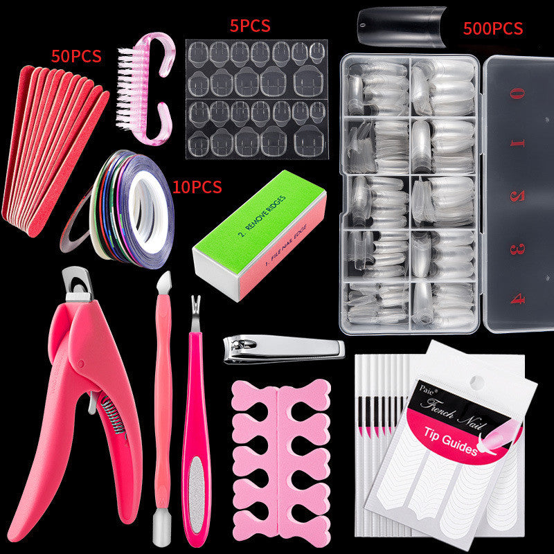 500-Piece Press-On Acrylic Nail Set – French & Full Cover