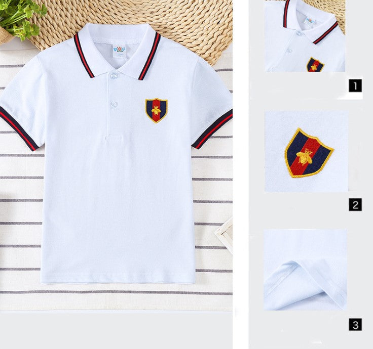 Boys' Short Sleeve Cotton Polo Shirt | Moisture Wicking Lapel Kids Top