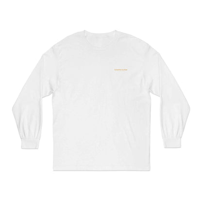 'Good Vibes Only' Long Sleeve Tee – Minimalist White & Gold Unisex Top