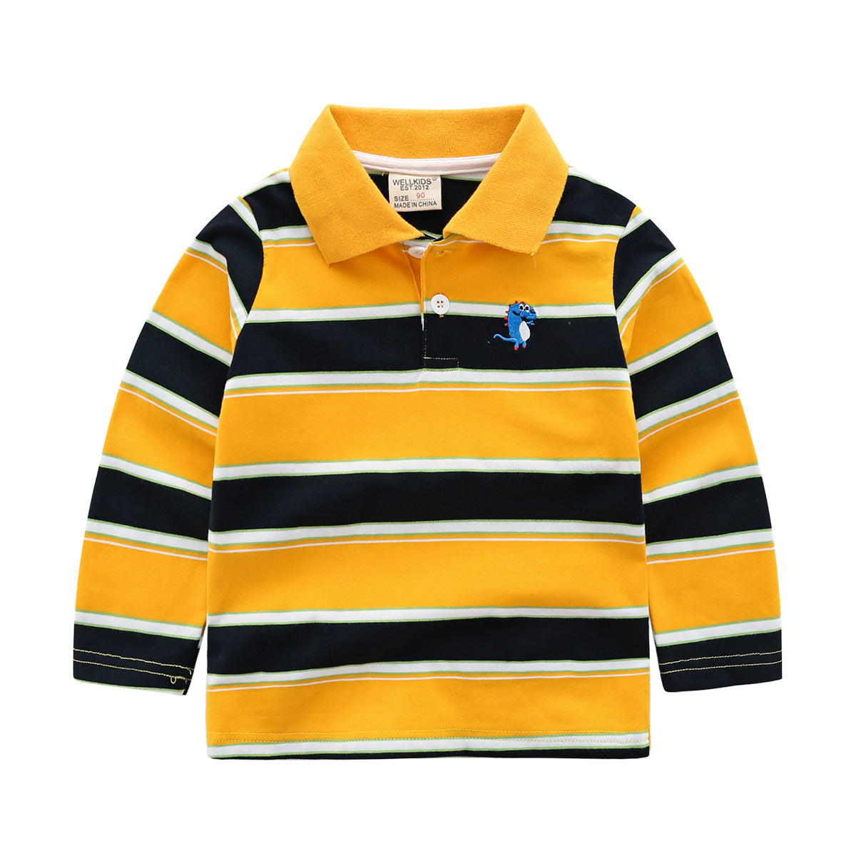 Boys' Striped Long Sleeve T-Shirt | Cotton Lapel Top | 7 Colours