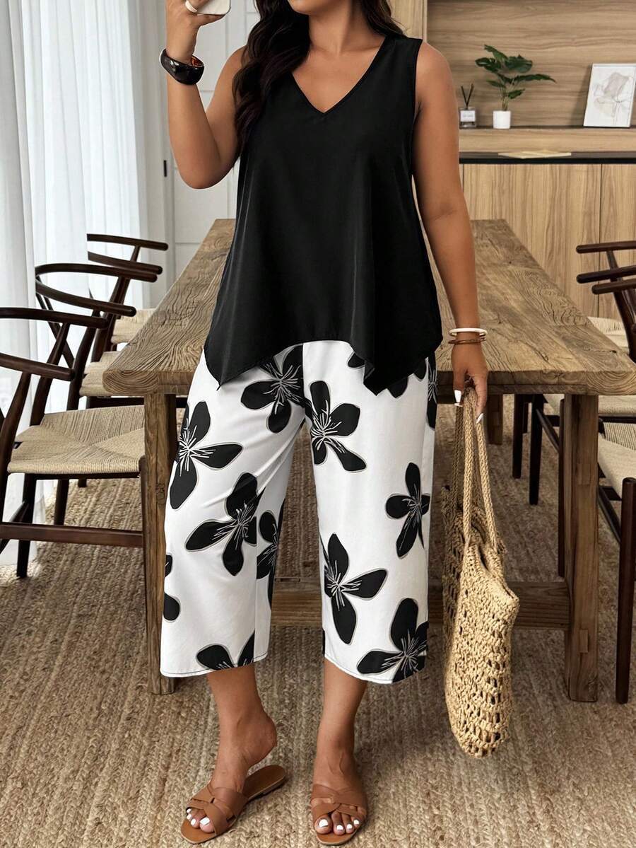 Women's Sleeveless Vest and Cropped Pants Co-ord Set