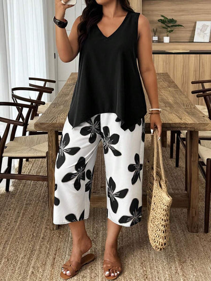 Women's Sleeveless Vest and Cropped Pants Co-ord Set