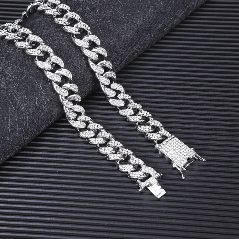 Men's Cuban Chain Necklace Set with Pendant