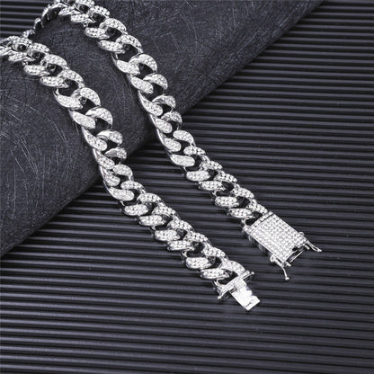 Men's Cuban Chain Necklace Set with Pendant