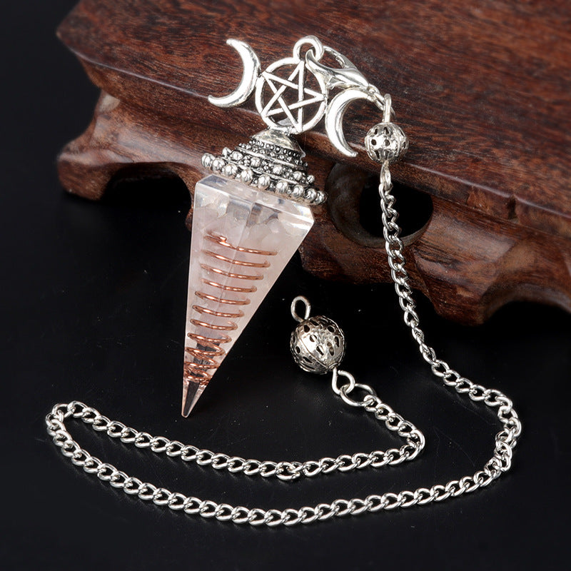 Hexagonal Pyramid Crystal Gemstone Pendant Necklace