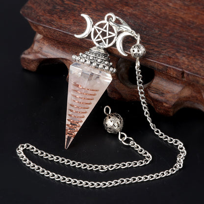 Hexagonal Pyramid Crystal Gemstone Pendant Necklace