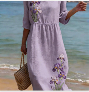 Women's Floral Print Long Sleeve Round Neck Dress | 14 Styles