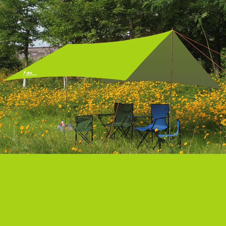 290×300cm Waterproof Camping Tarp & Canopy – 210D Oxford Cloth Sun Shelter with Poles & Pegs