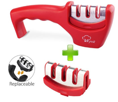 Knife Sharpener — Pull-Through Whetstone Sharpener with Tungsten Steel & Diamond Rods
