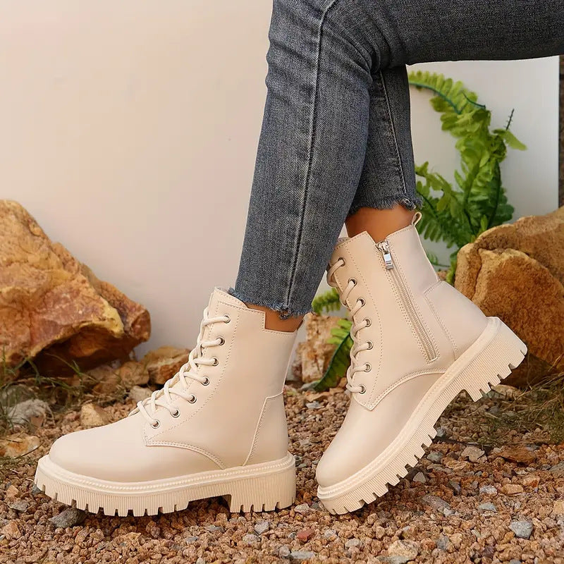 Women's Chunky Heel Ankle Boots – Side Zip Round Toe | EU 35–42