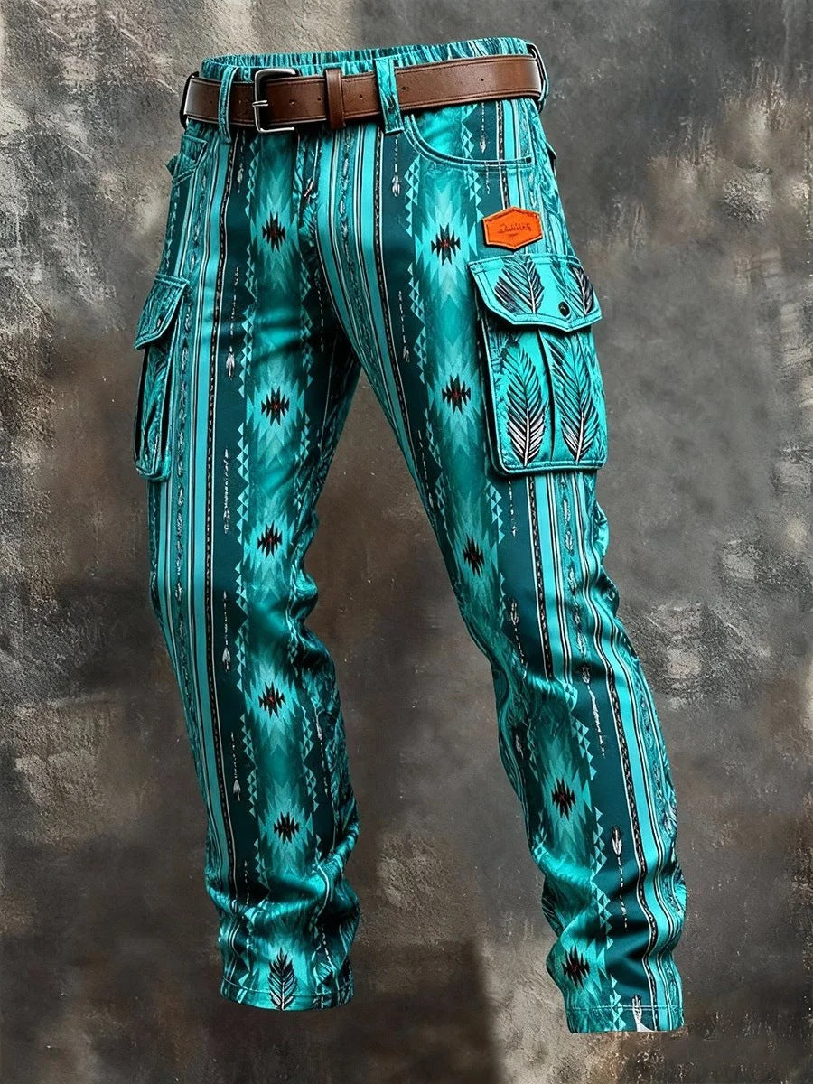 Men's Retro Print Straight-Leg Trousers | 12 Designs | S-5XL