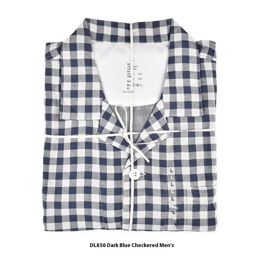 Double-Layer Cotton Pyjama Set | Plaid Loungewear for Men & Women