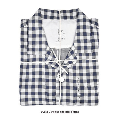 Double-Layer Cotton Pyjama Set | Plaid Loungewear for Men & Women