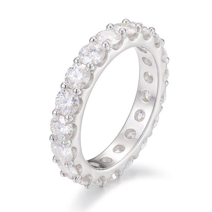 Stylish Fashion Brand Ring Inlaid With A Single Row Of 4mm Zirconias