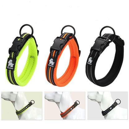 3M Reflective Padded Dog Collar – Soft Mesh Lining | 11 Colours | Sizes XXS–3XL