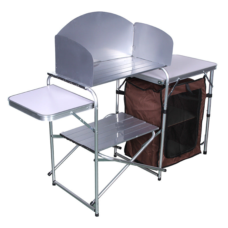 Folding Outdoor Kitchen & BBQ Table – Aluminium Alloy Camp Kitchen with Storage Cabinet
