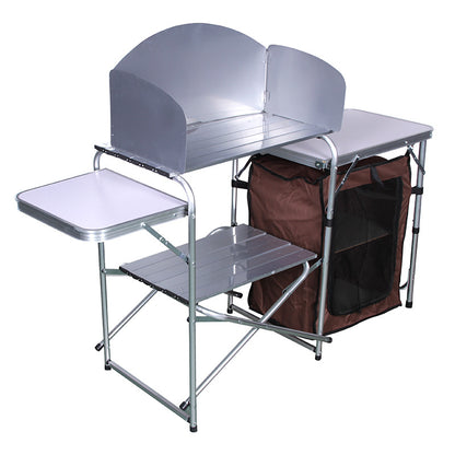 Folding Outdoor Kitchen & BBQ Table – Aluminium Alloy Camp Kitchen with Storage Cabinet