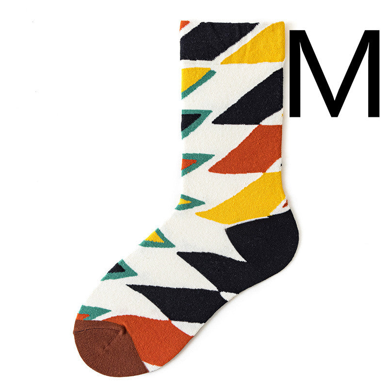 Men's Jacquard Cotton Retro Socks – Novelty Patterned One-Size Socks 19 Designs