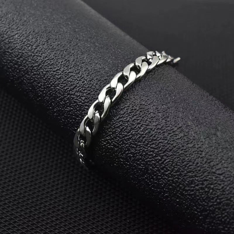 Men's Silver Cuban Chain Bracelet | Titanium Steel