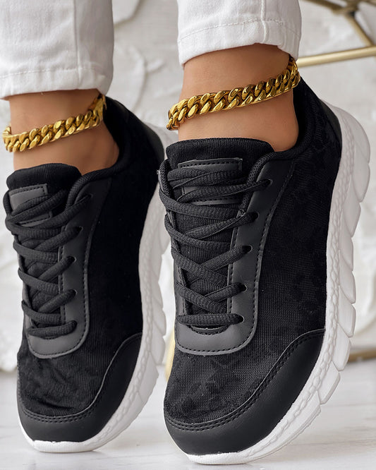 Women's Canvas Flat Trainers | Lace-Up Sneakers | EU 37–44 | 4 Colours