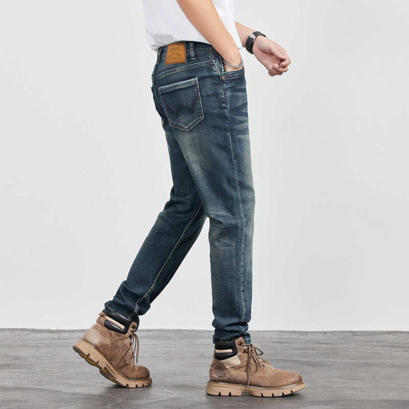 Men's Straight Leg Jeans – Retro Blue Denim, Waist Sizes 28–38