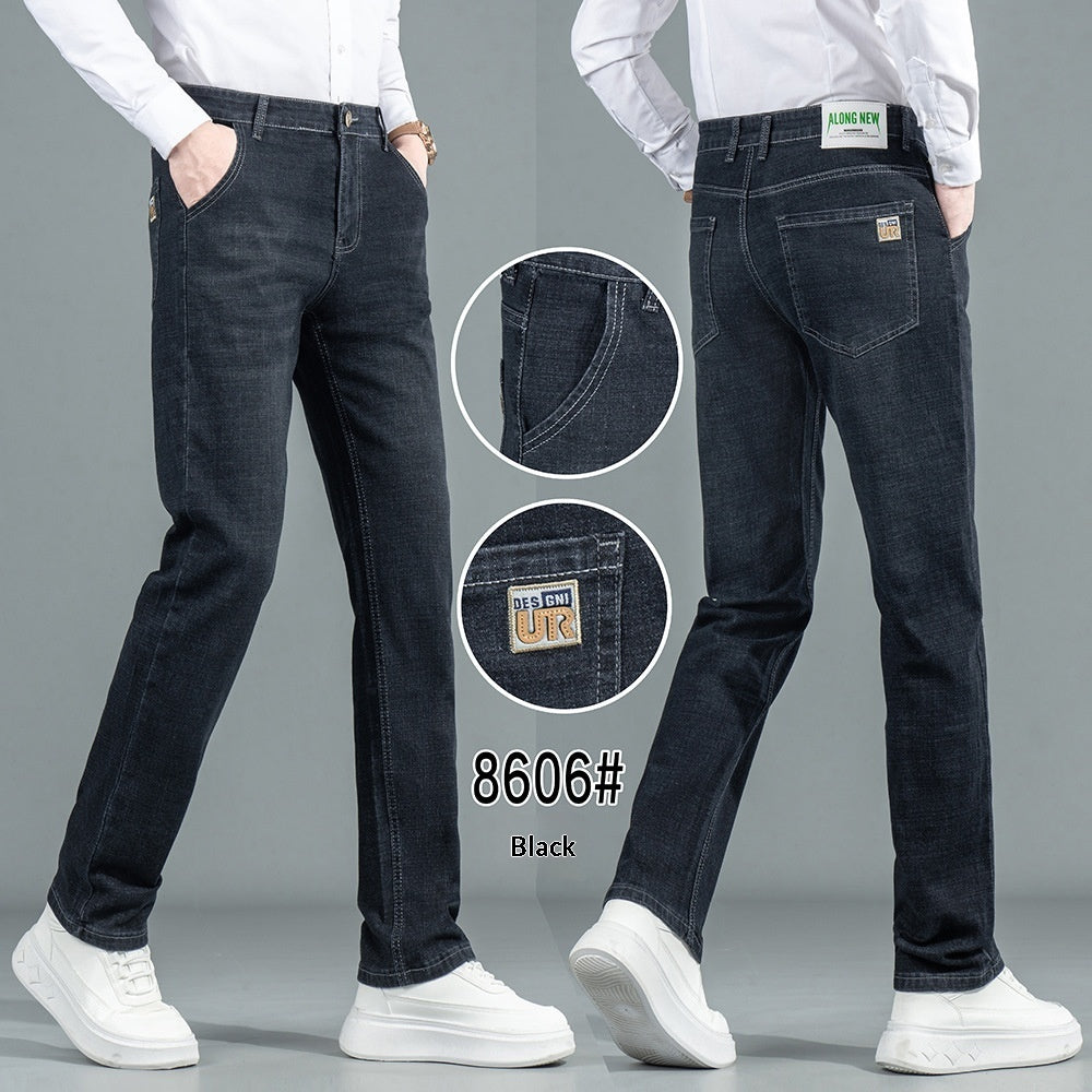 Men's Straight-Leg Denim Jeans – High-Waist in Black & Blue