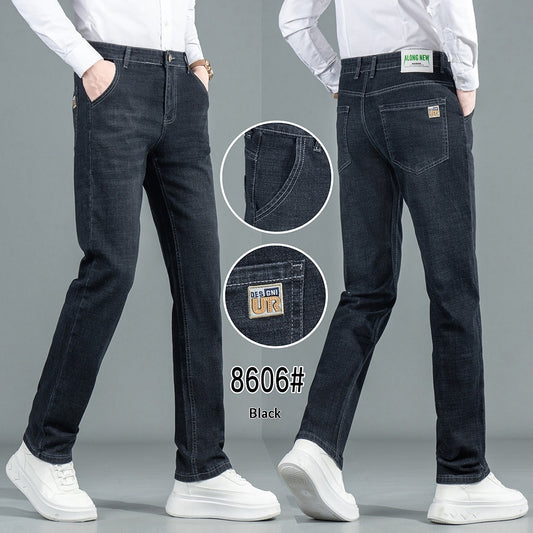 Men's Straight-Leg Denim Jeans – High-Waist in Black & Blue