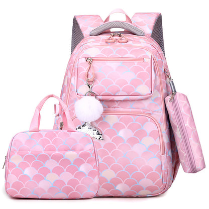 Girls' Mermaid Princess 3-Piece School Set – Backpack, Pencil Case & Handbag