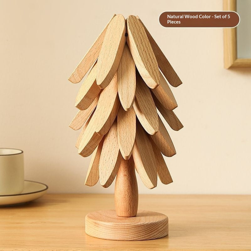 Wooden Tree Trivet & Placemat Set | Heat-Resistant | Natural Wood & Walnut