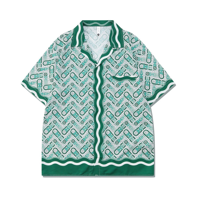 Abstract Print Shirt & Shorts Set | Retro Digital Print Casualwear