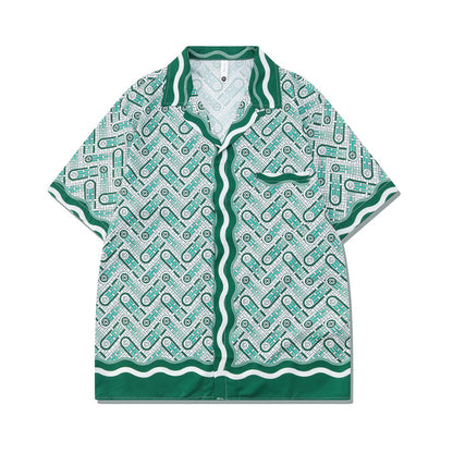 Abstract Print Shirt & Shorts Set | Retro Digital Print Casualwear