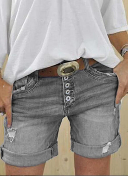 High-Waisted Denim Shorts for Women - Casual Street Style
