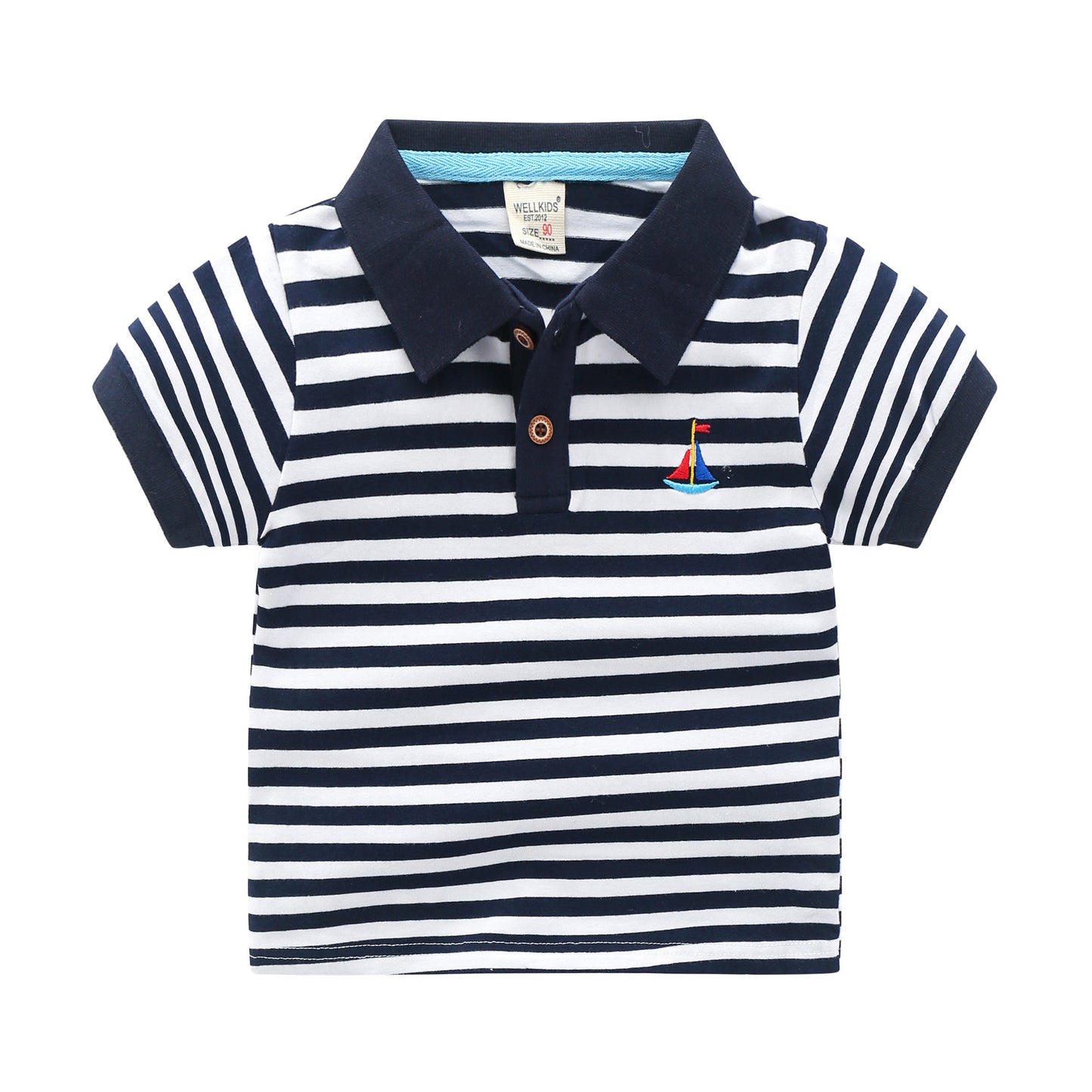 Children's Striped Polo Shirt | Unisex Cotton Short Sleeve Top