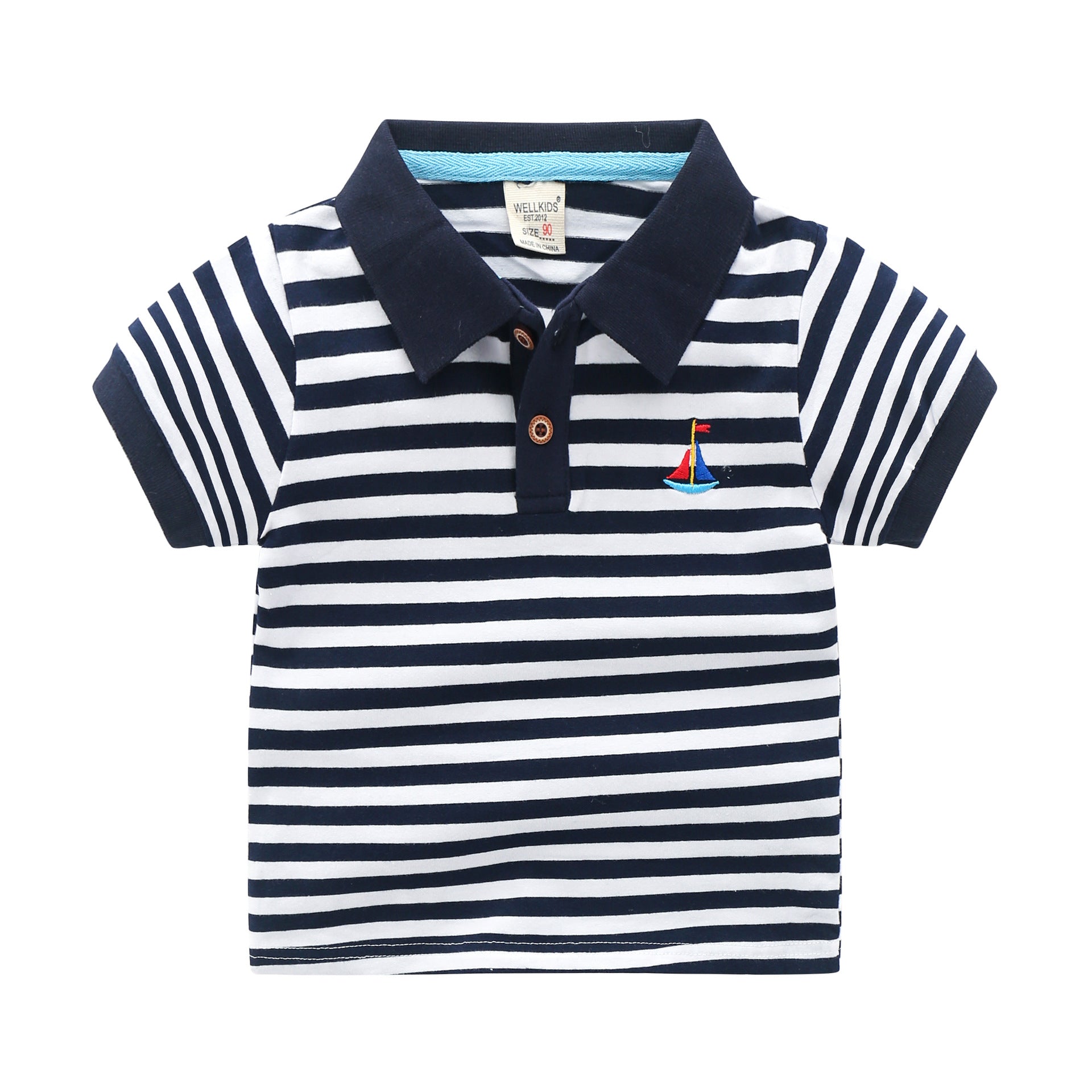 Children's Striped Polo Shirt | Unisex Cotton Short Sleeve Top