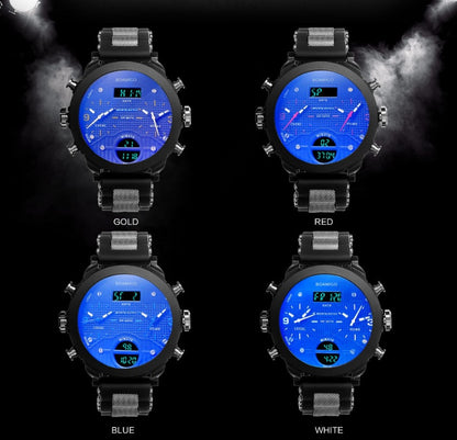 Men's Dual Display Quartz Watch – 3 Time Zones, Waterproof